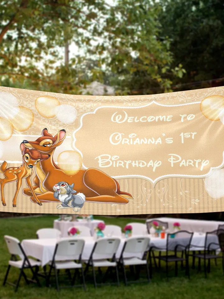 Bambi Birthday Banner Personalized Party Backdrop Decoration ikban66
