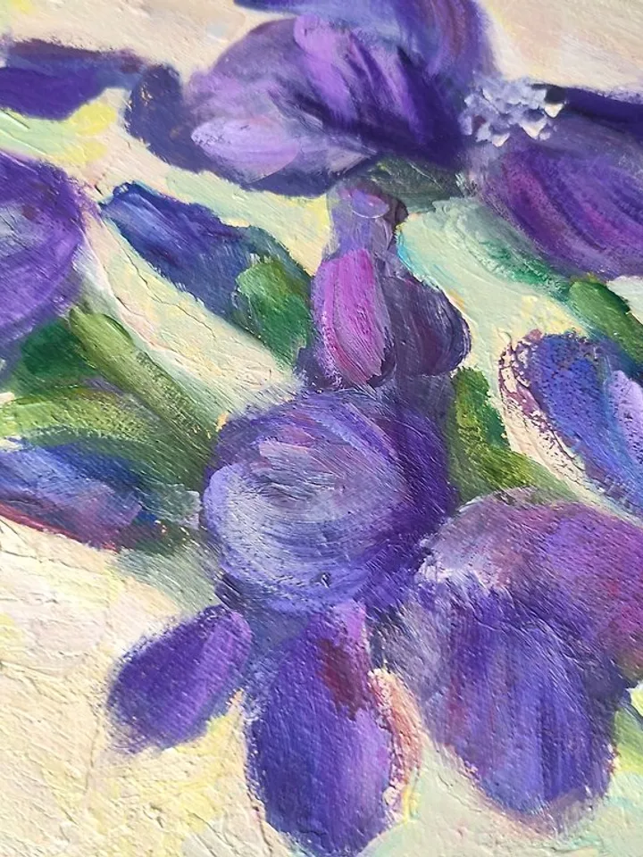 Iris Painting Floral Original Art Flower Iris Oil Artwork