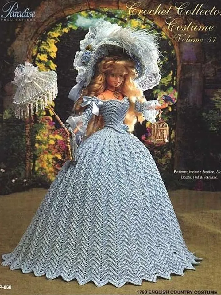 Barbie Dress Crochet Pattern Vintage for Dolls 11-1/2" Digital Download PDF