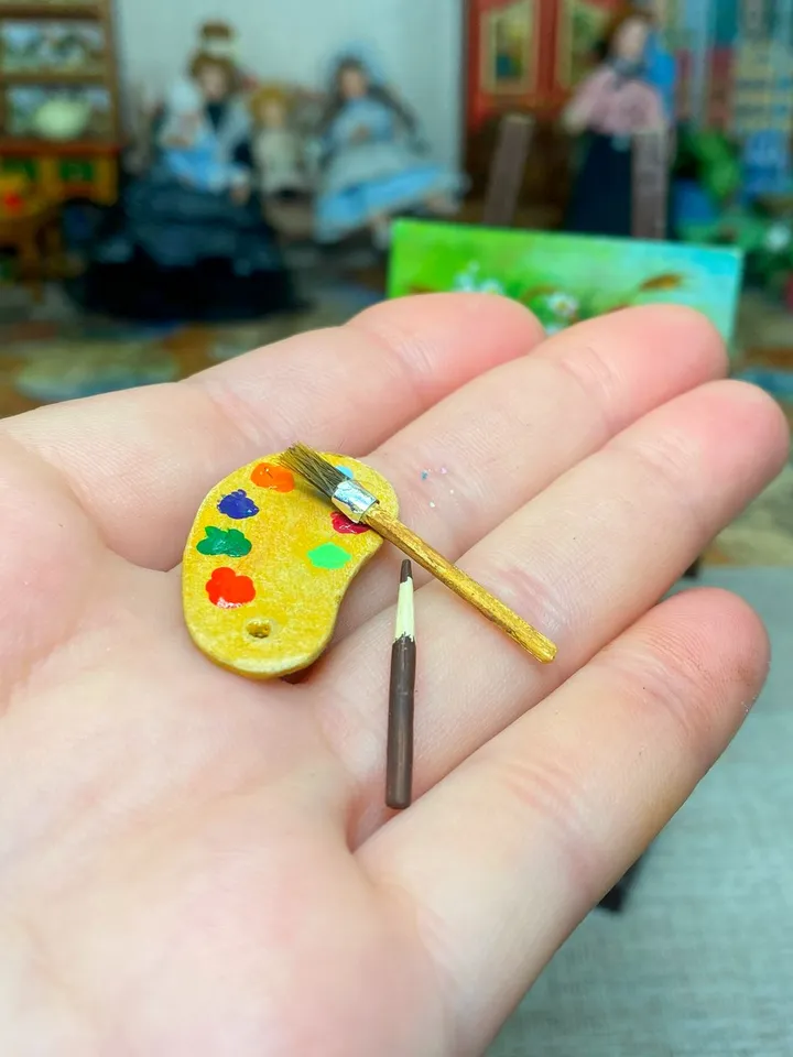 Artist's set. Doll miniature. 1:12. Furniture for dolls.