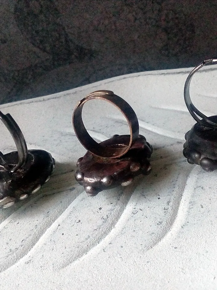Chunky evil eye blue stained glass ring, Third eye witch ring, Halloween Cat eye ring, Dragon eye bijouterie