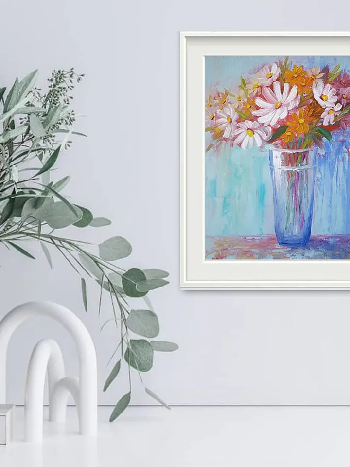 Daisy Painting Bouquet Original Art Still Life Wall Art Floral Oil Painting