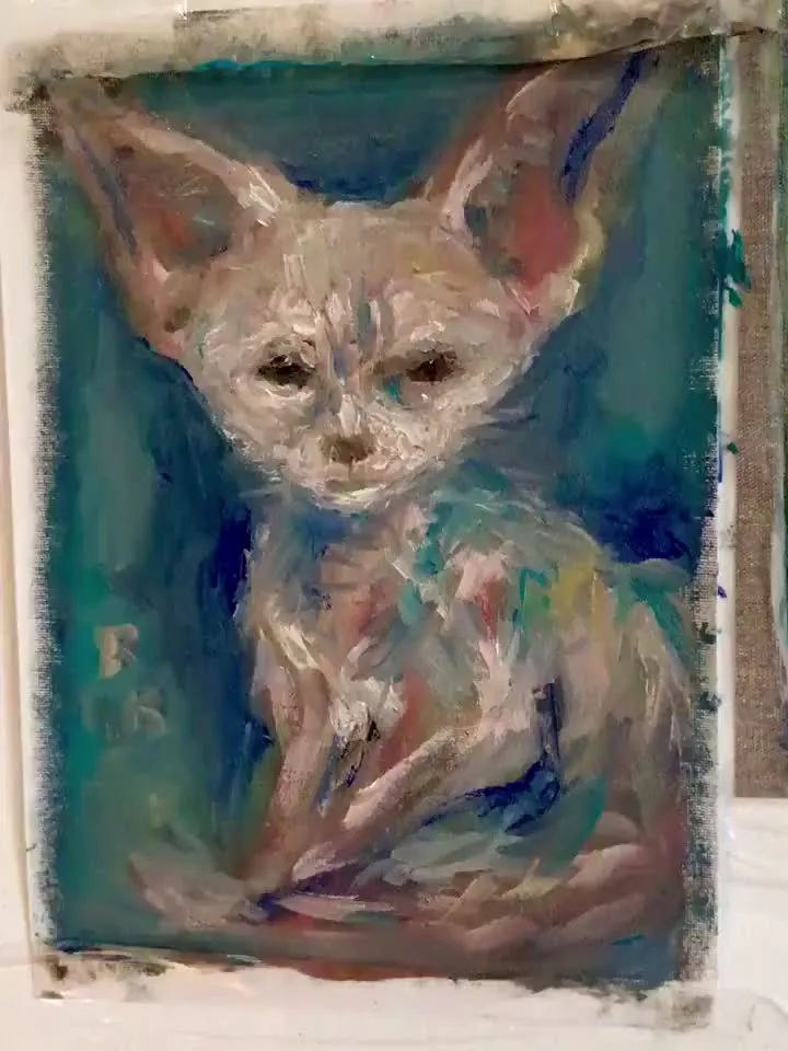 Fennec fox original oil painting on canvas,animals paintings,unstretched canvas,unique handmade gift for animal lovers,wall decor.