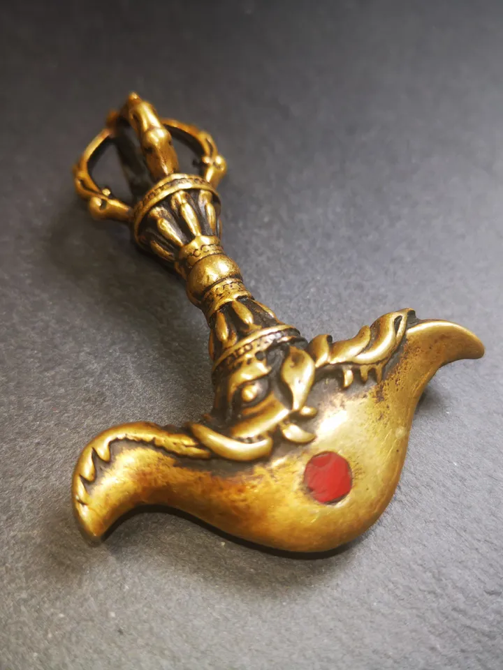 Gandhanra Antique Tibetan Amulet Ritual,Kartika(knife of the dakinis), Trantic Buddhism Ritual Implement, 2.64"