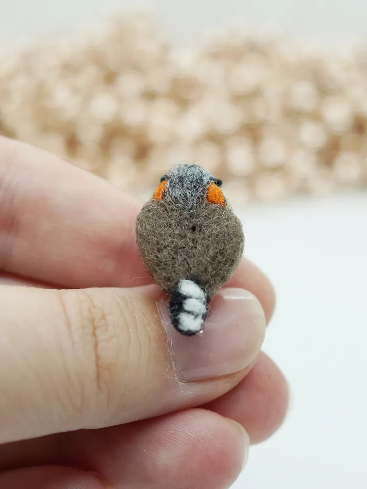Miniature needle felted zebra finch, tiny bird, made to order