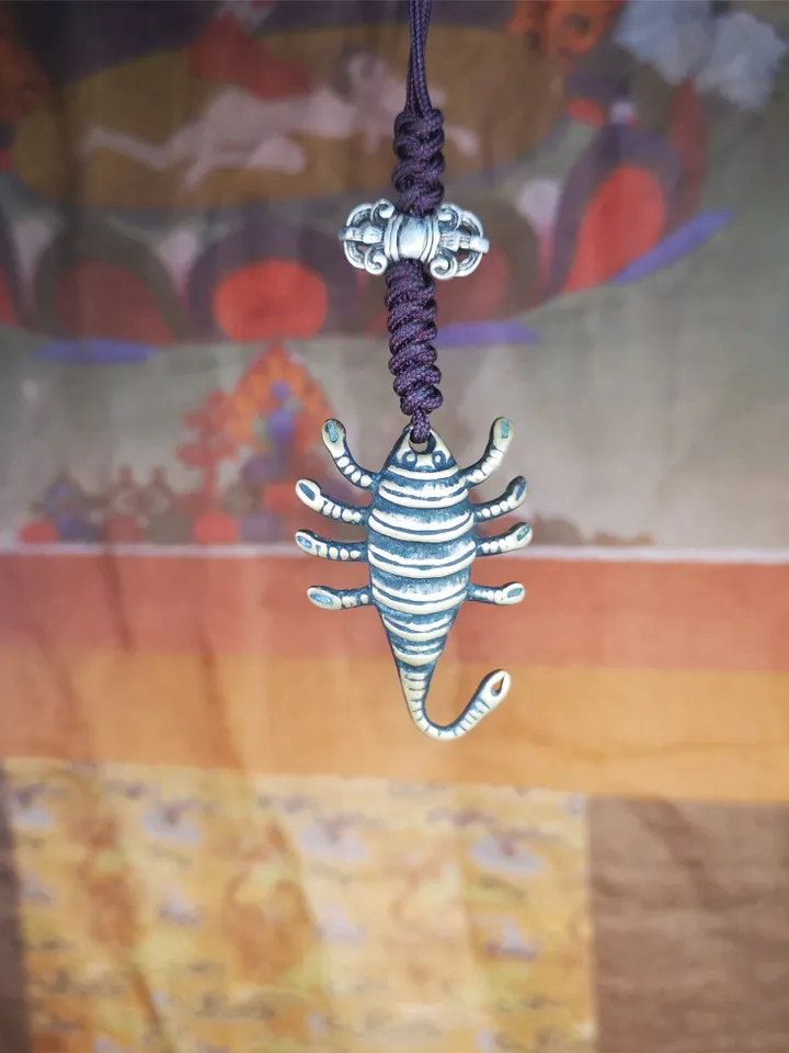 Gandhanra Handmade Tibetan Amulet,Scorpion Guru of Padmasambhava, Buddhist Scorpion Pendant,1.57"