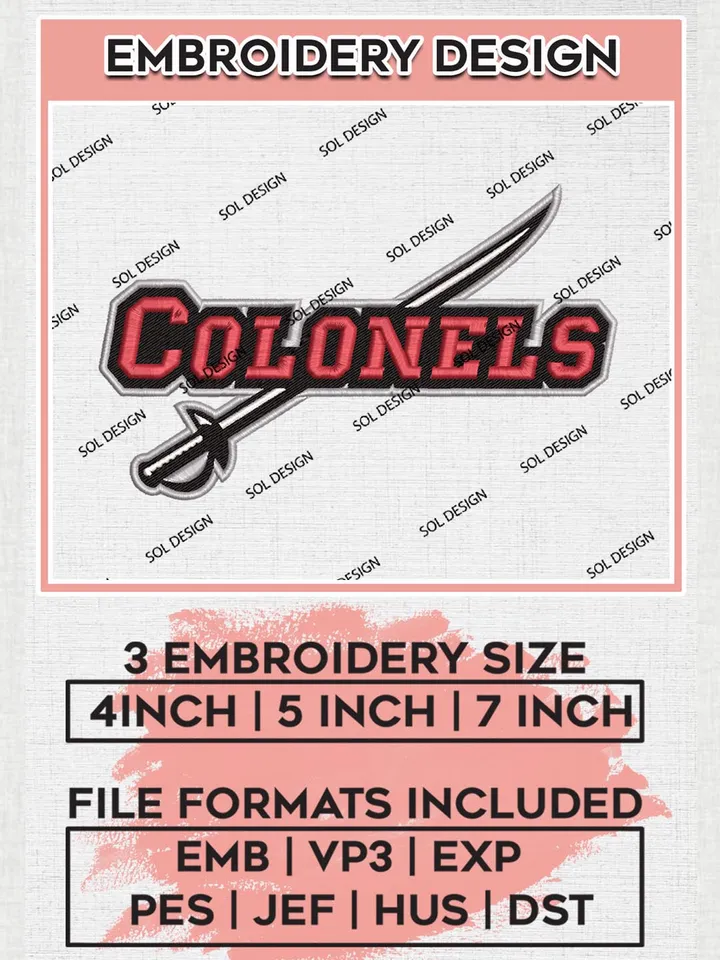 NCAA Colonels Team Logo Machine Embroidery Design, NCAA Nicholls Colonels Team Design Design files, NCAA Team Embroidery Designs, NCAA Machine Embroidery Designs, Digital Download