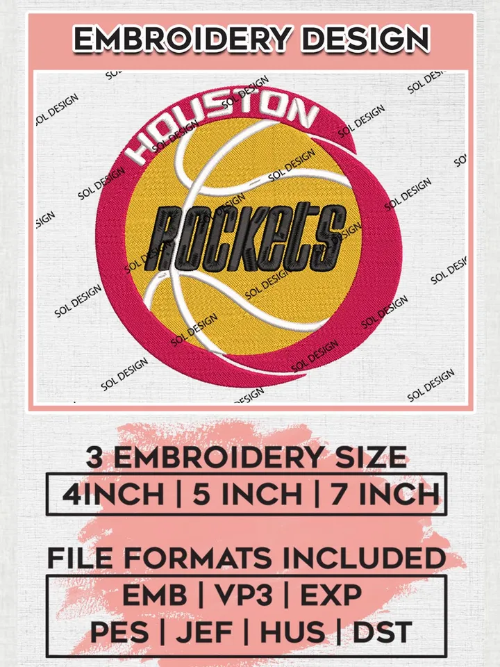 NBA Houston Rockets Machine Embroidery Designs, Houston Rockets Embroidery Design Files, NBA Machine Embroidery Designs, NBA Embroidery Designs, Digital Download
