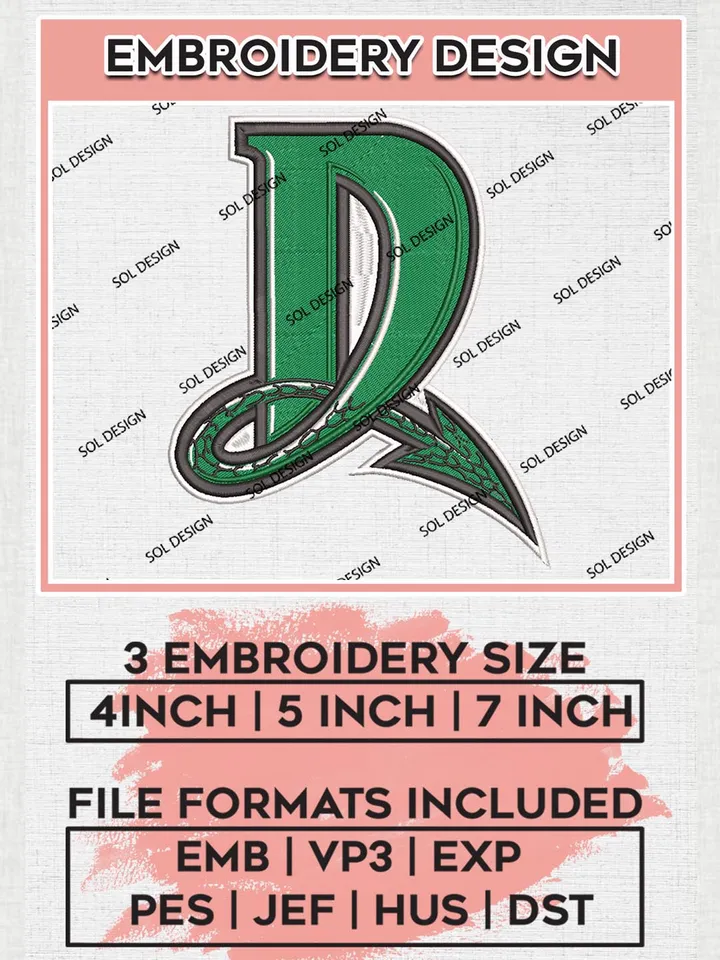 MiLB Dayton Dragons Embroidery Design Files, MiLB Dayton Dragons Logo, Minor League Baseball Logo Embroidery Designs, MiLB embroidery designs, Machine embroidery designs, Digital Download