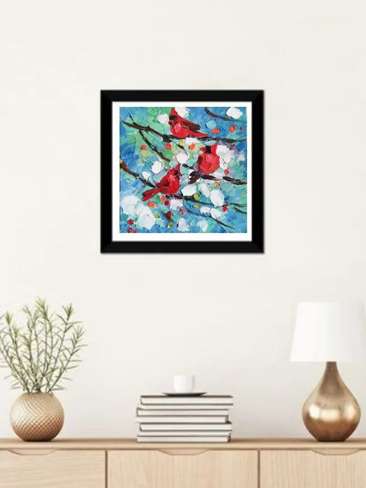 Cardinal Painting Original Art Bird Painting Oil Painting Small Painting by Vera