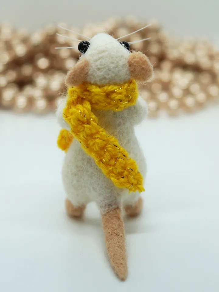 Bernard the mouse, miniature needle felted mouse, Christmas decoration