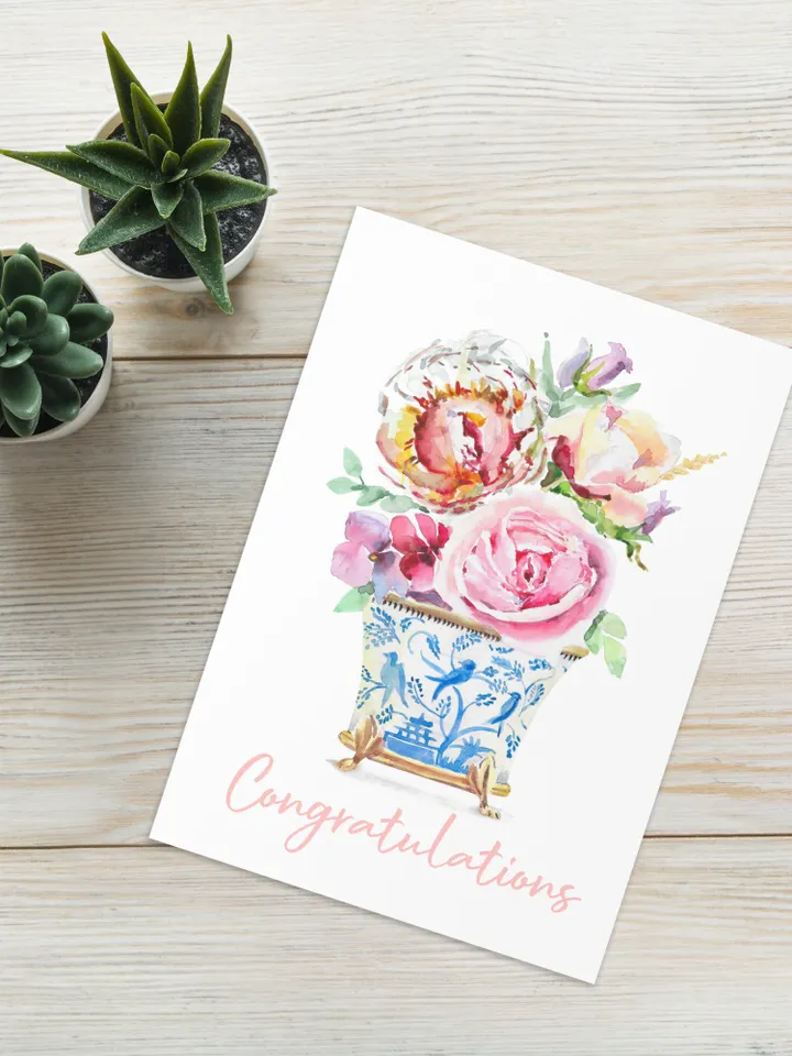 Greeting card Handmade Cards Watercolor Congratulations Cards Cute Appreciation Thank You Card Garden Botanical Flower Card Watercolor Cards