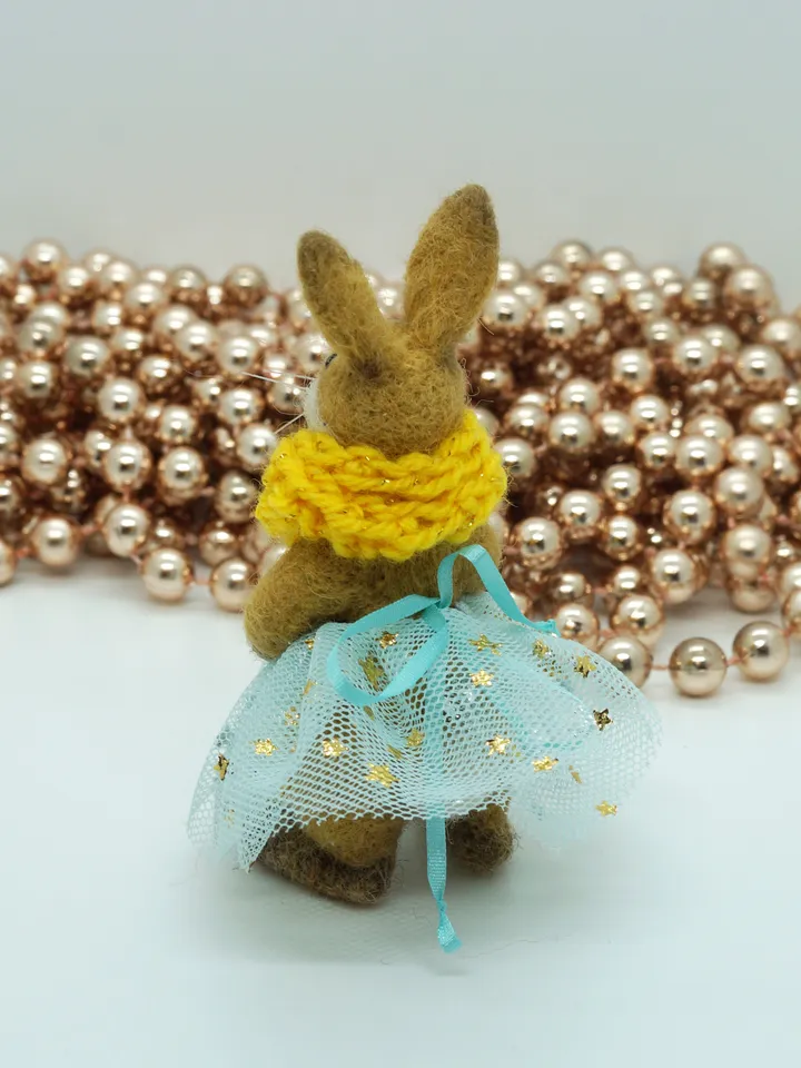 Lilly Belle, miniature needle felted rabbit, Christmas gift, ships from the US