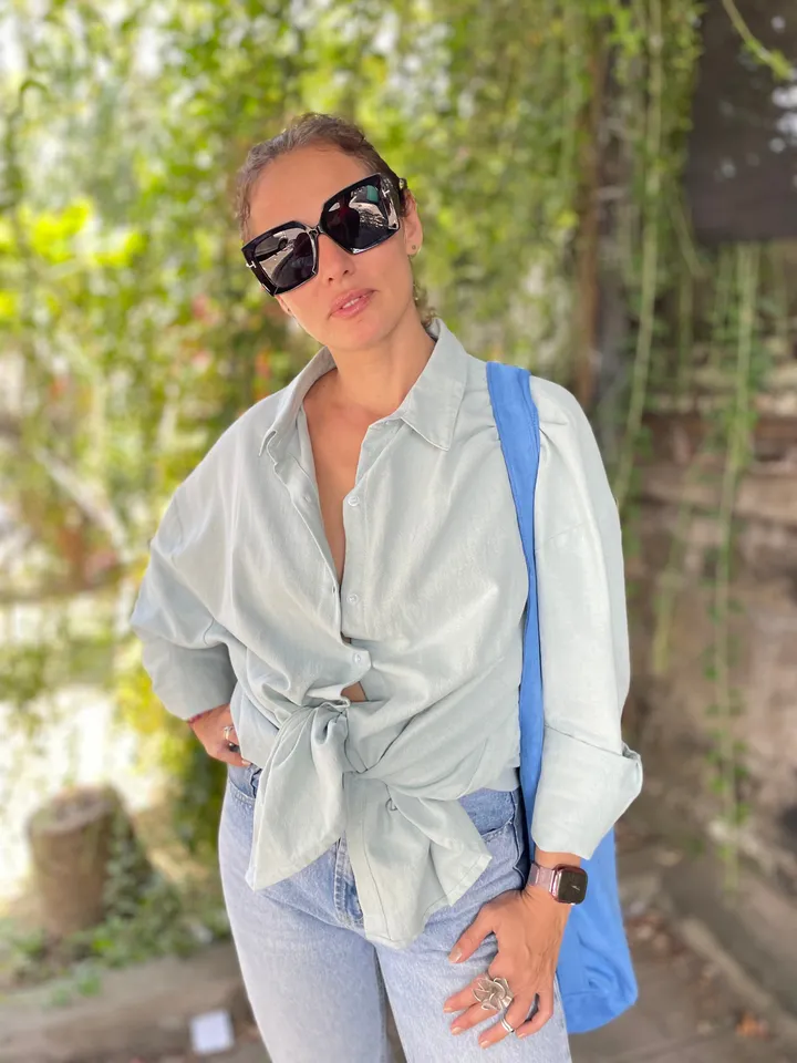 Pure linen oversize light blue shirt / soft linen summer bikini cover up maldi shirt / classy shirt comfy resort wear / comfy women wear