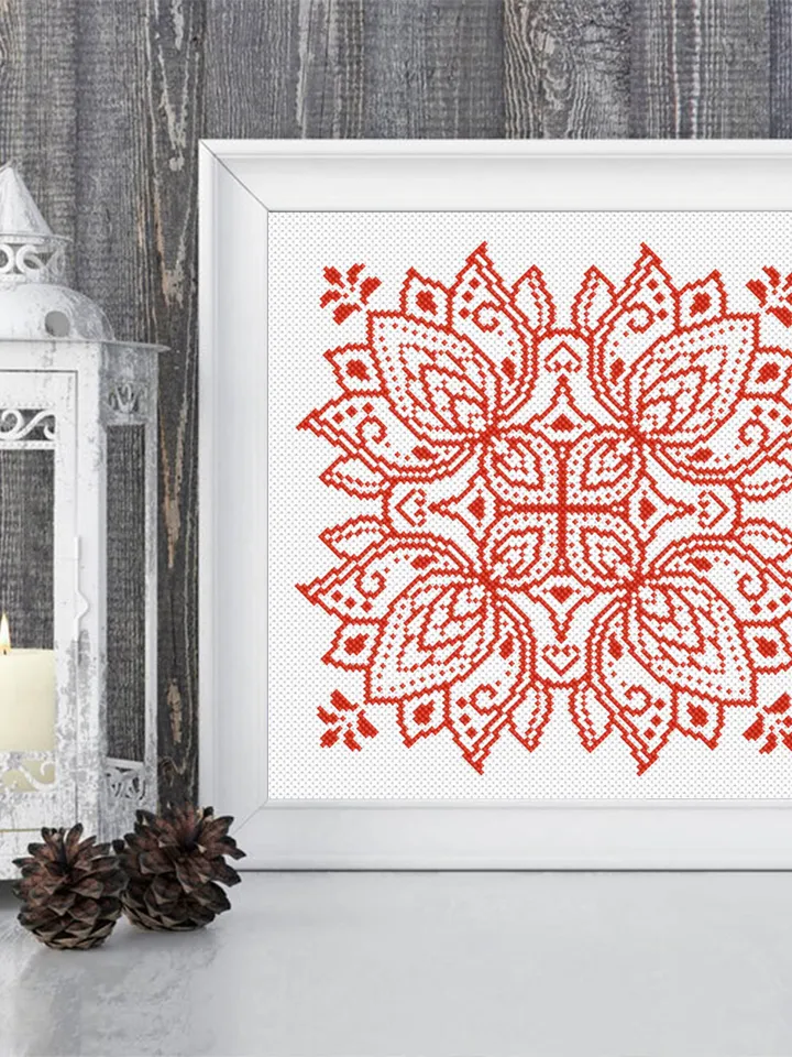 Lotus mandala cross stitch pattern digital PDF Modern floral ornament cross stitch Easy mandala embroidery beginners Instant download #M143