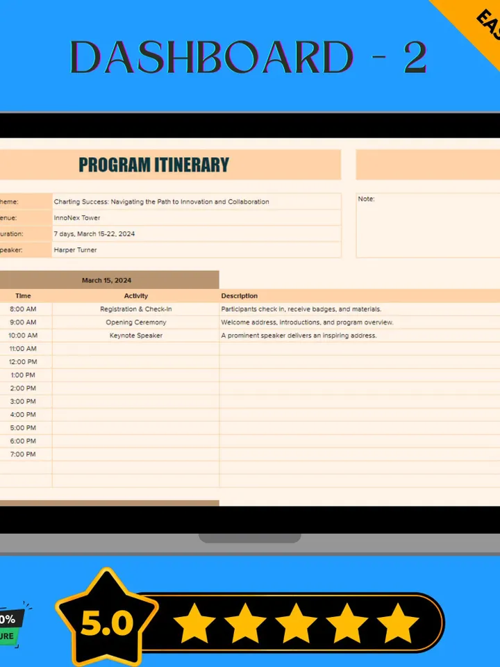 Program Itinerary Template, Editable Google Sheets Template, Digital Download, Easy to Use, Event Planning, Travel & Meeting Schedule Tool