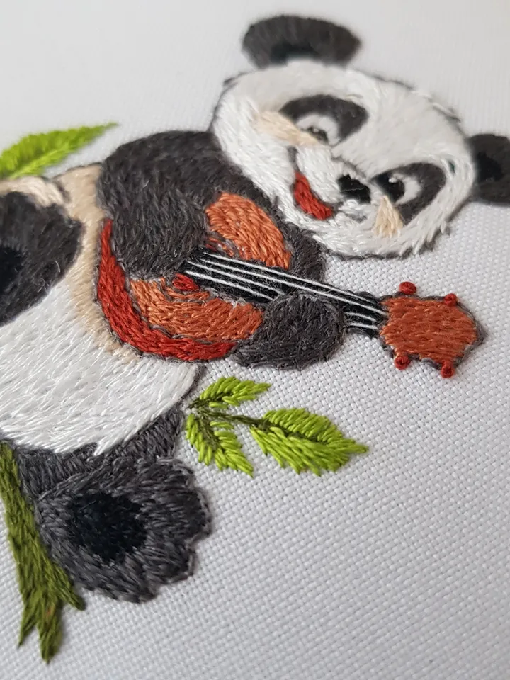 Funny panda hand embroidery DIY, panda pattern pdf