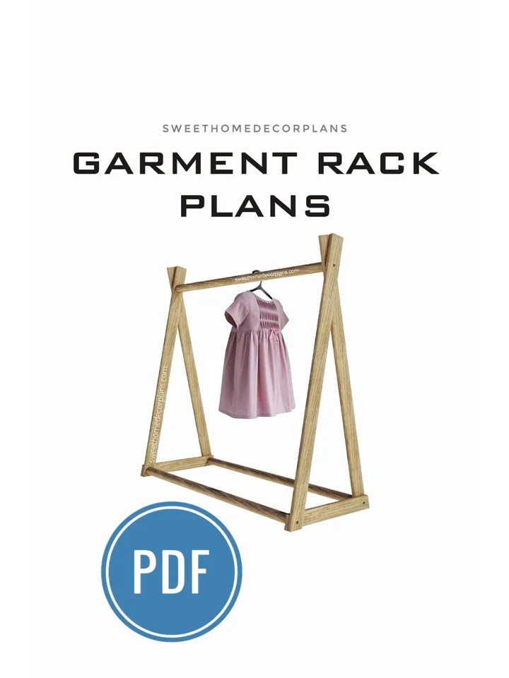 Diy garment rack plans pdf. Childrens dress up storage frame. Small clothes wooden rack for kids bedroom.