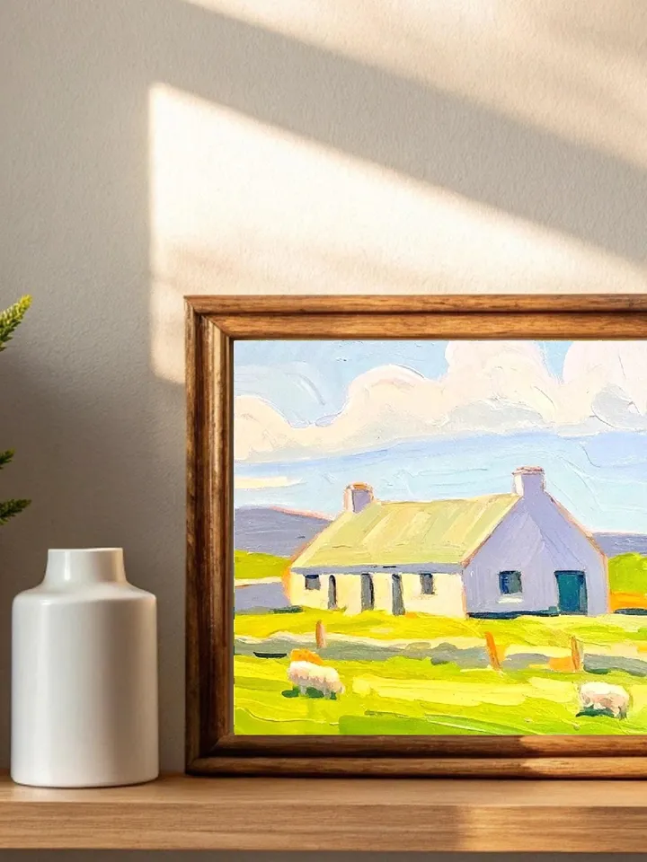 Ireland Painting Irish Cottage Original Art Sheeps Painting Landscape Impasto Oil Painting Farm Impressionist Art Gift by ArtProkopaloSv