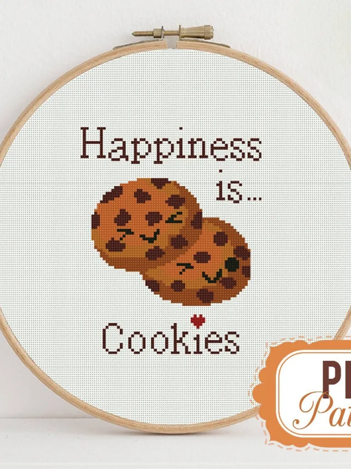 Cross stitch pattern Happiness is Cookies Cross stitch pattern Quote Sweets Cookie Food Happy PDF Format Instant Download Home decor Modern