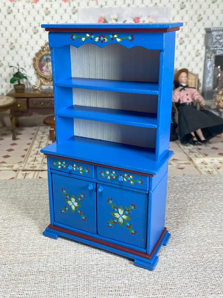 Kitchen furniture set. 1:12. Handmade. Furniture for a doll. Doll sideboard. Doll table.