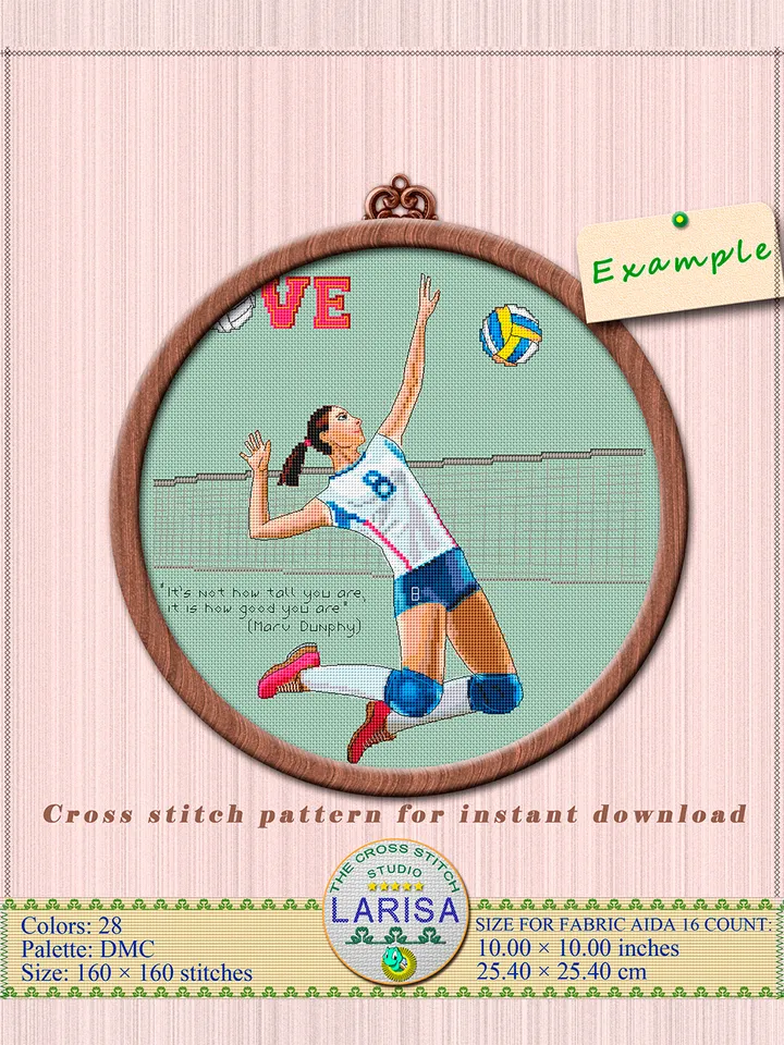 Volleyball Cross Stitch Pattern | Volleyball player