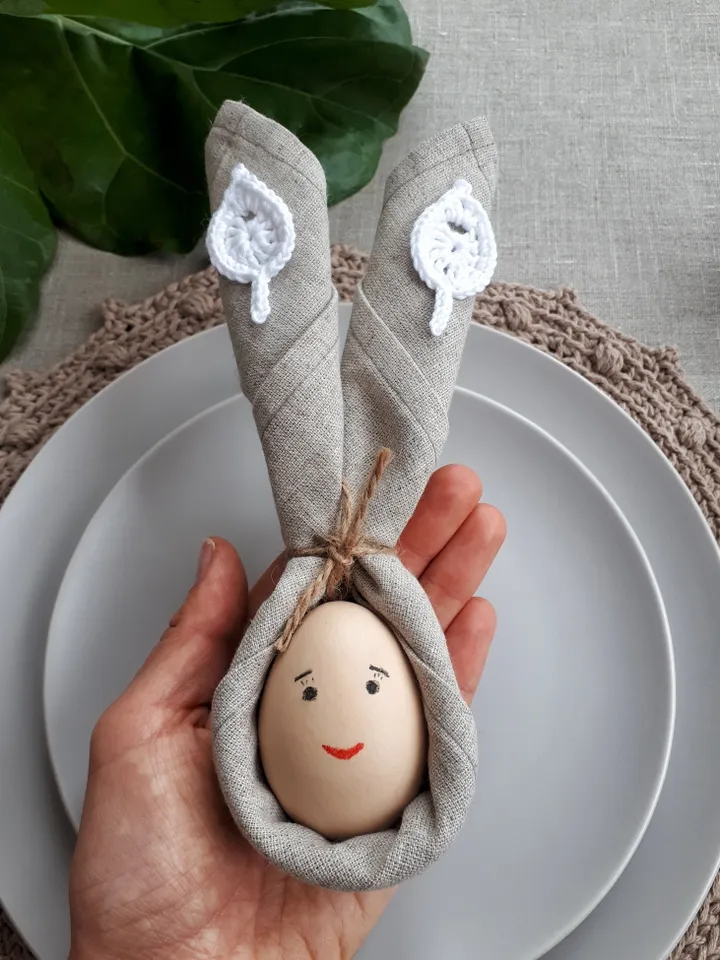 CROCHET PATTERN Linen Napkin with Crochet decor Pattern Easter Crochet Patterns Easter Patterns DIY Linen Napkin Pattern Sewing Patterns pdf
