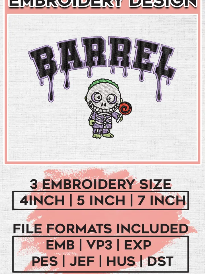 Halloween Barrel Drop Name Embroidery designs, Nightmare Before Christmas Machine embroidery designs, Halloween embroidery files, Spooky Season Machine Embroidery Digitized Pes Files, Digital Download