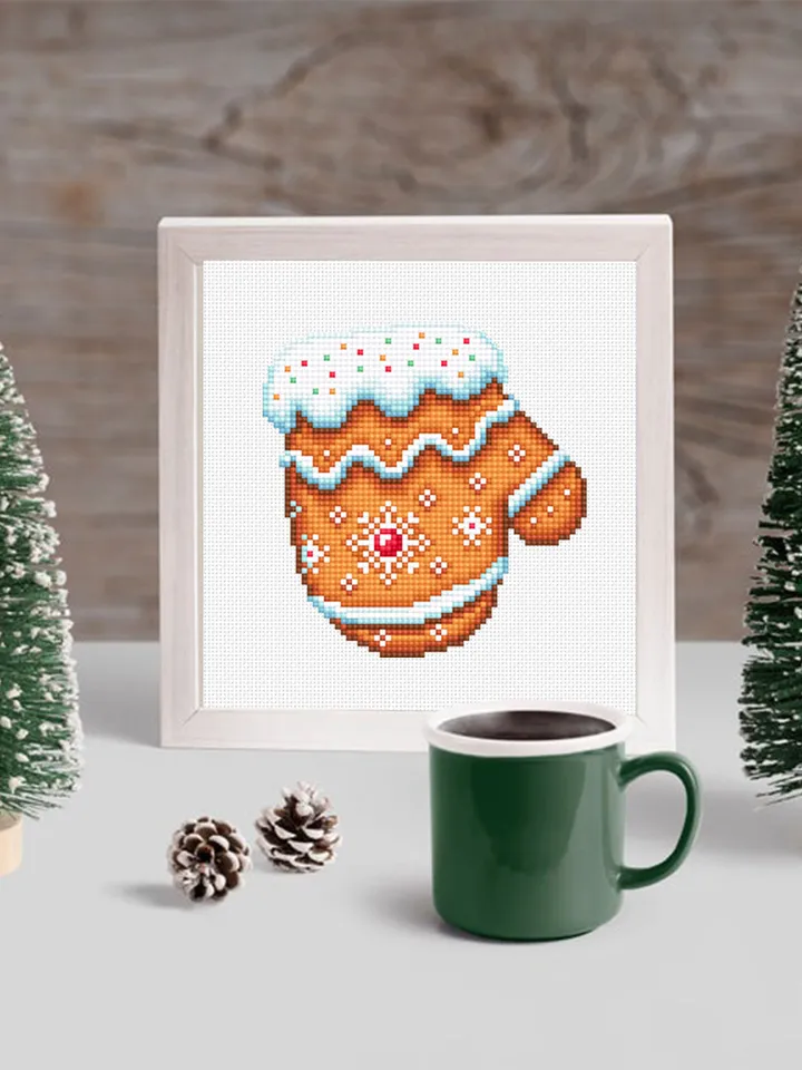 Christmas mitten gingerbread cross stitch pattern download PDF, Christmas gingerbread decor, Small Christmas pattern digital PDF #N141