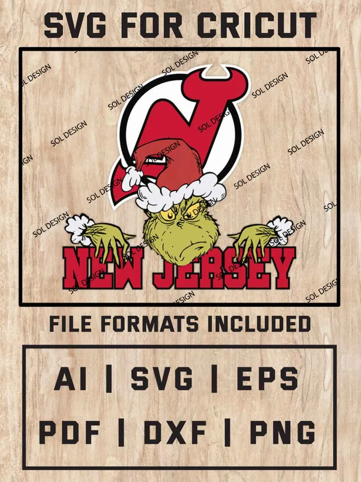 Grinch New Jersey Devils SVG, NHL Logo SVG Design, NHL New Jersey Devils SVG, NHL Devils Cricut, Christmas Svg, Grinch svg, Digital Download