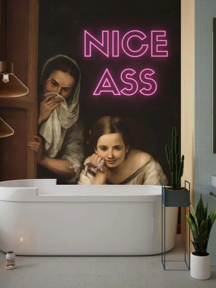 Funny Bathroom Art, Eclectic extra large wall art, Maximalist decor vintage print, Prank Gift, funny bathroom signs, digital bathroom poster