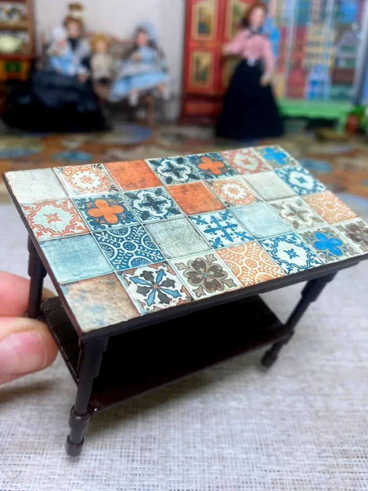 Handmade table for a dollhouse.1:12 scale. Doll house table. This table is ideal for scale 1:12.