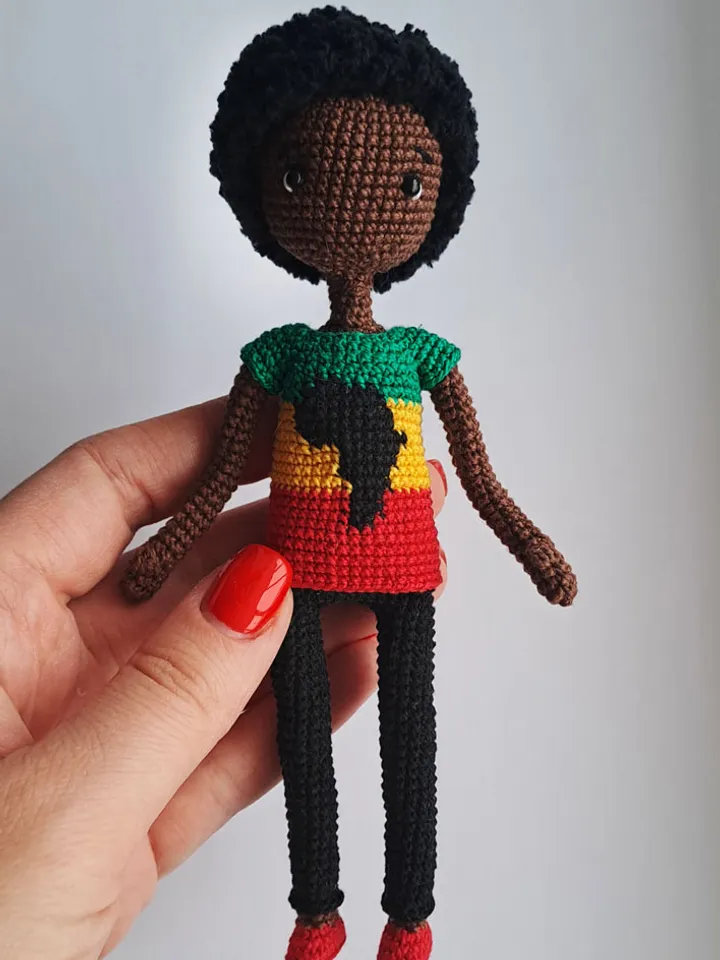 African doll pattern. African boy doll. Crochet african doll. Male african doll