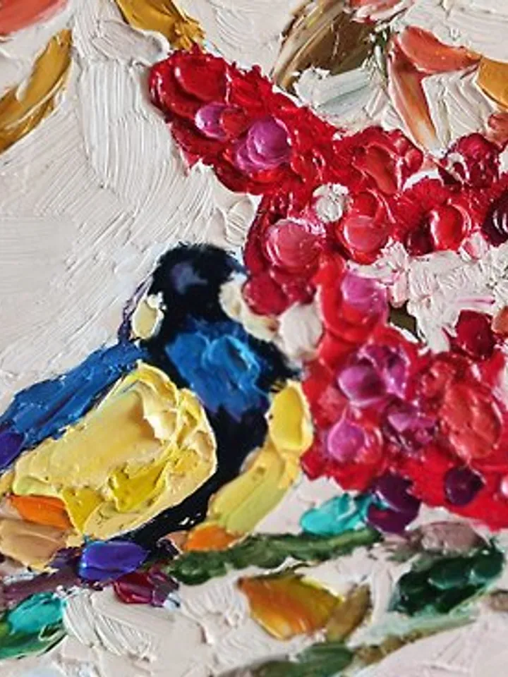 Chickadee Painting Oil Bird Original Art Animal Artwork