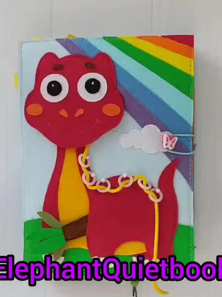 Dinosaur Quiet book Pattern pdf, Dino Felt book pattern pdf, Soft sensory book tutorial, Busy book sewing ideas for kids 2, 3, 4 year old