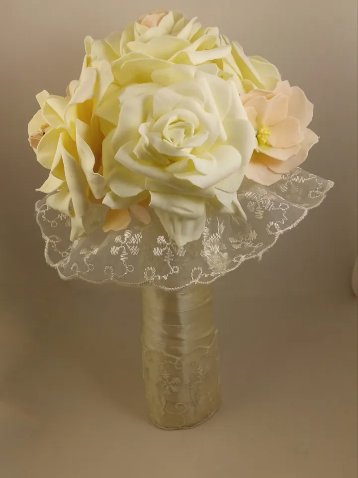 Handmade bridal bouquet double and boutonniere for groom/wedding bouquet/boutonniere for the groom/ wedding boutonniere