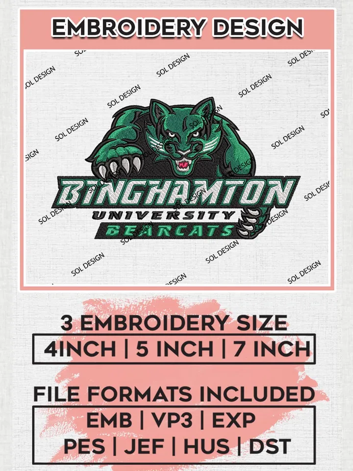 NCAA Binghamton Bearcats Logo Embroidery Files, NCAA Binghamton Bearcats Team Embroidery, NCAA Teams, 3 sizes, Machine embroidery designs, Digital Download