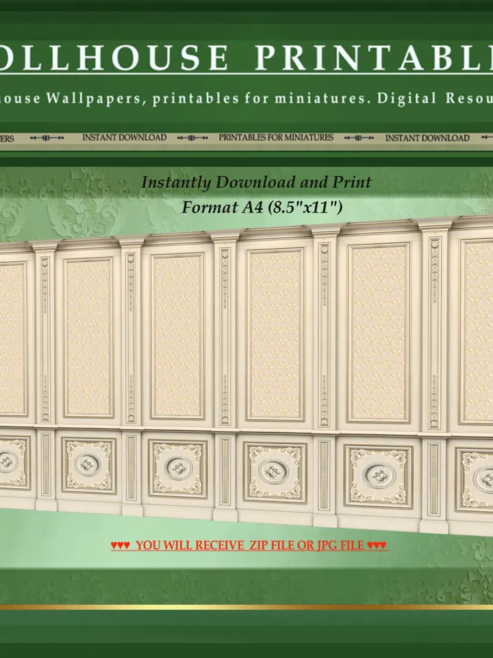 Wallpapers- Set 7-v2 | Printables for Dollhouses and Unique Miniature Projects | Digital Downloads | in Scale 1/12th