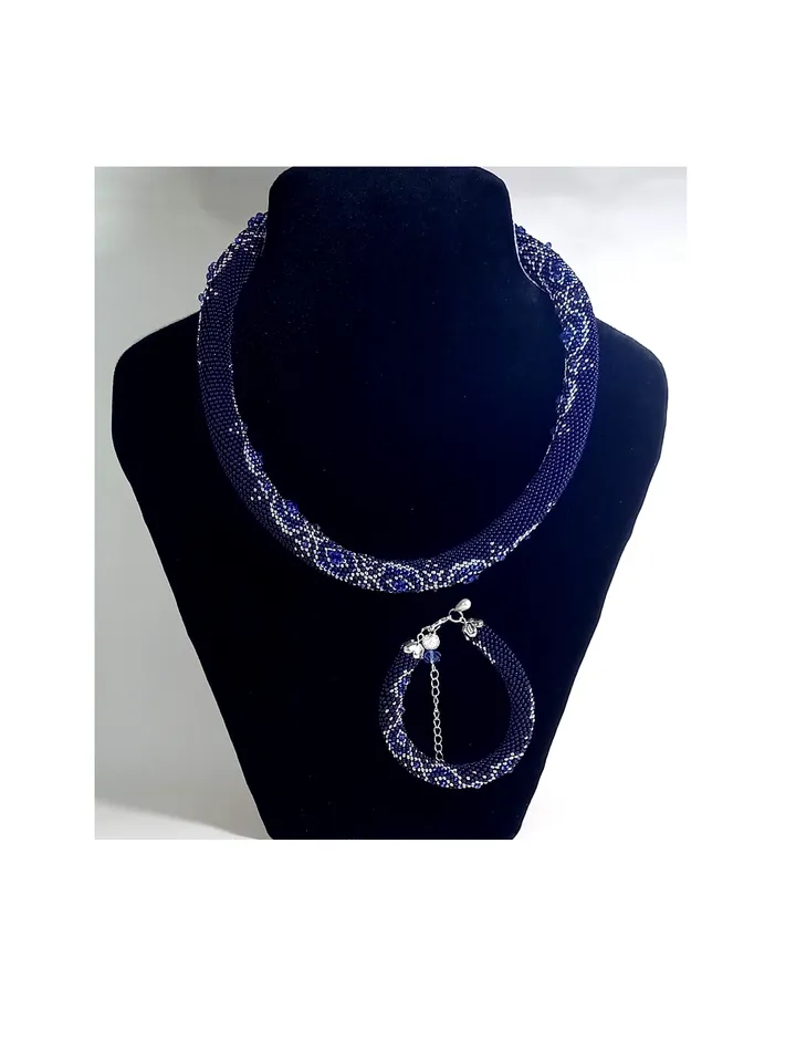 Bead Crochet Rope patterns for beading «Roberta» Necklace and Bracelet. PDF patterns, Instant Digital Download