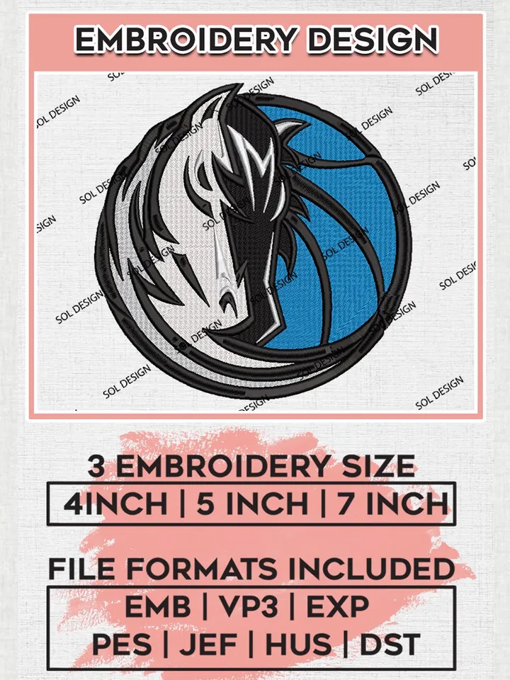 Dallas Mavericks Logo Embroidery Design Files, NBA Embroidery Files, NBA Dallas Mavericks Machine Embroidery Designs, Digital Download