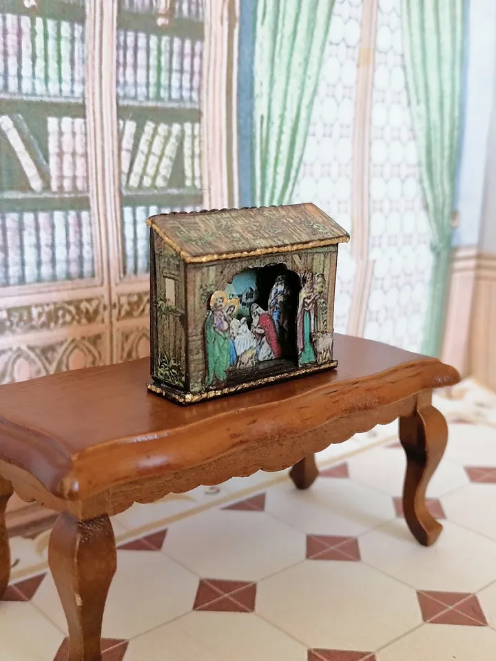 Nativity scene. Christmas miniature. Dollhouse miniature. 1:12.