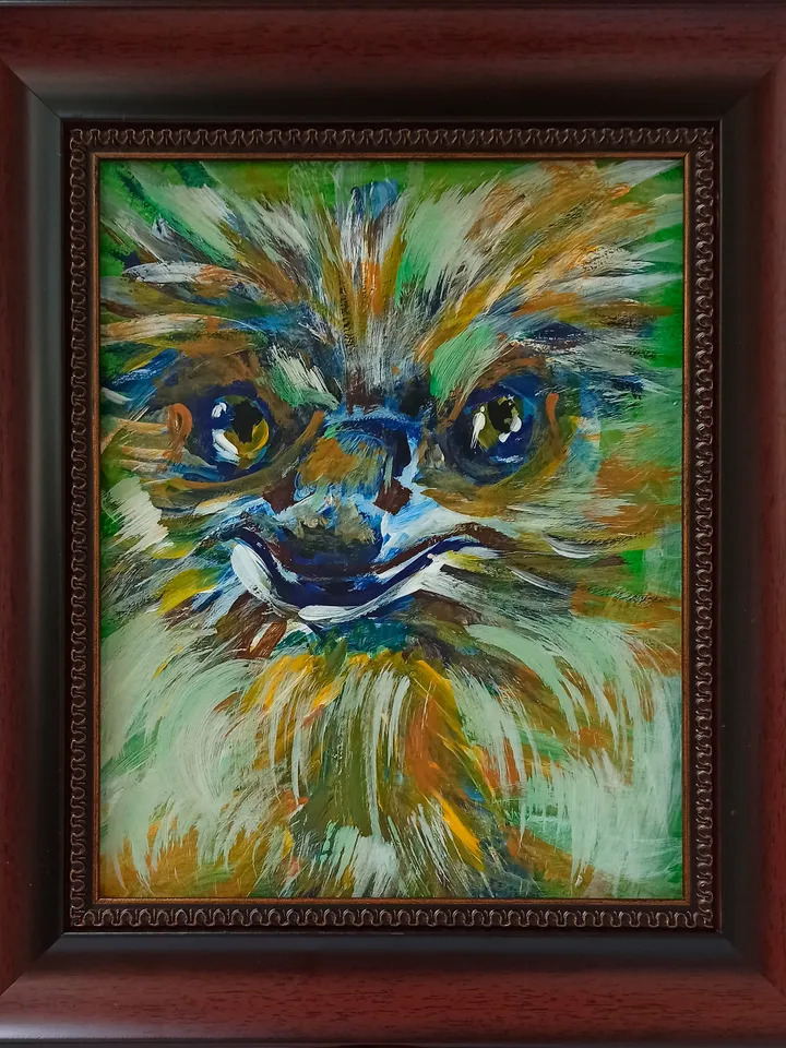 Cunning Ostrich original acrylic painting