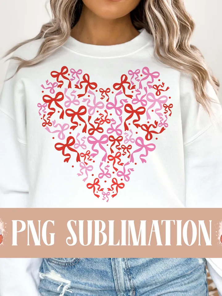 Bow Heart png, Coquette Valentine's Day png, Valentines Shirt png, Cute Valentines png, Heart png, Coquette png, Love png, Sublimation png