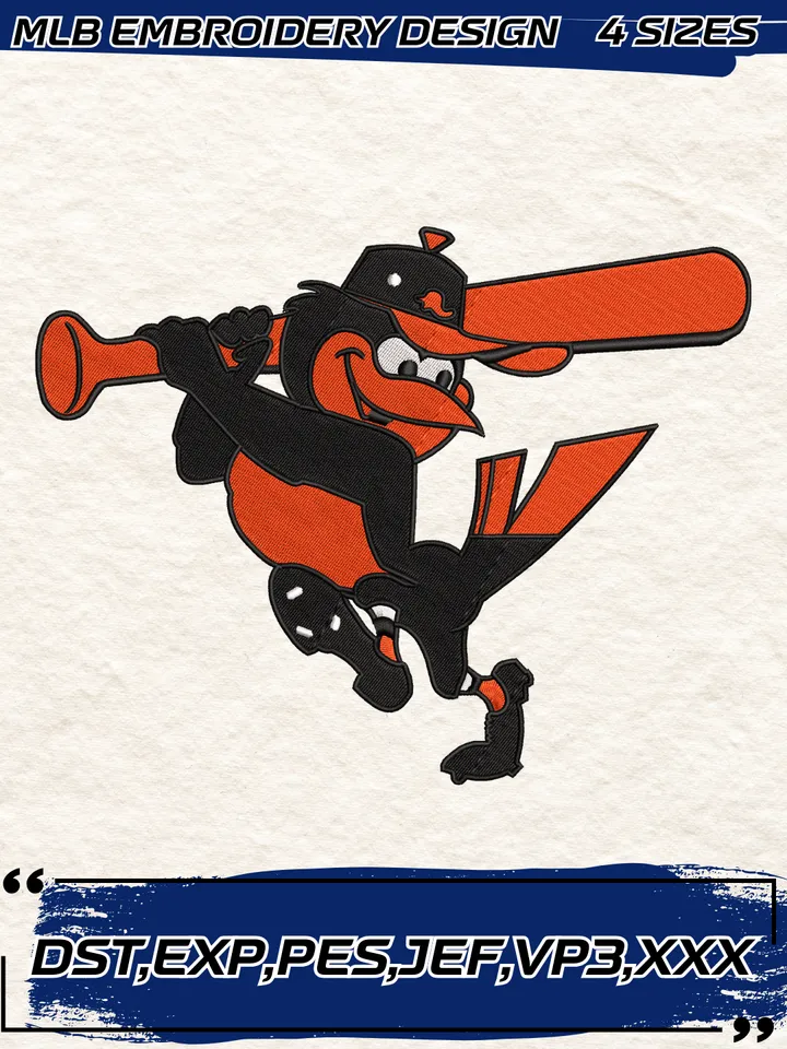 Baltimore Orioles Alternate Logo Embroidery Design,MLB Embroidery Design,Machine Embroidery Design File,4 Sizes, Digital Download