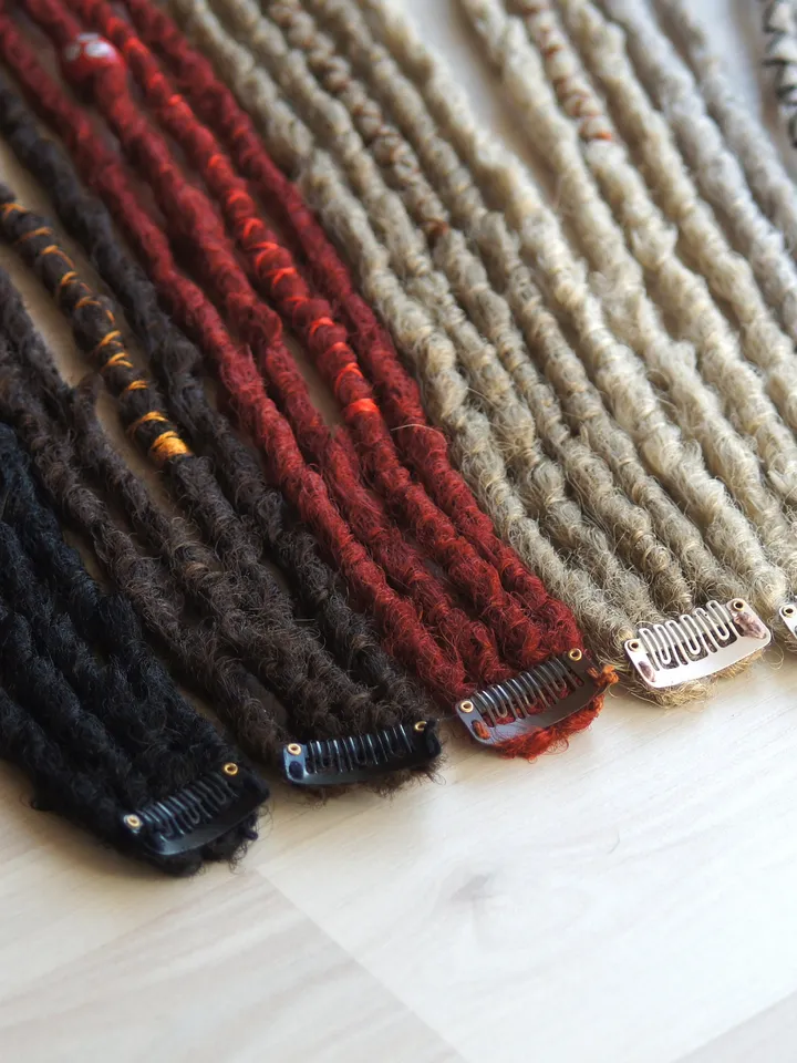 Clip In 4 Dreadlock Extensions Crochet dreads Custom Synthetic Hair Boho Hair Wraps Beads