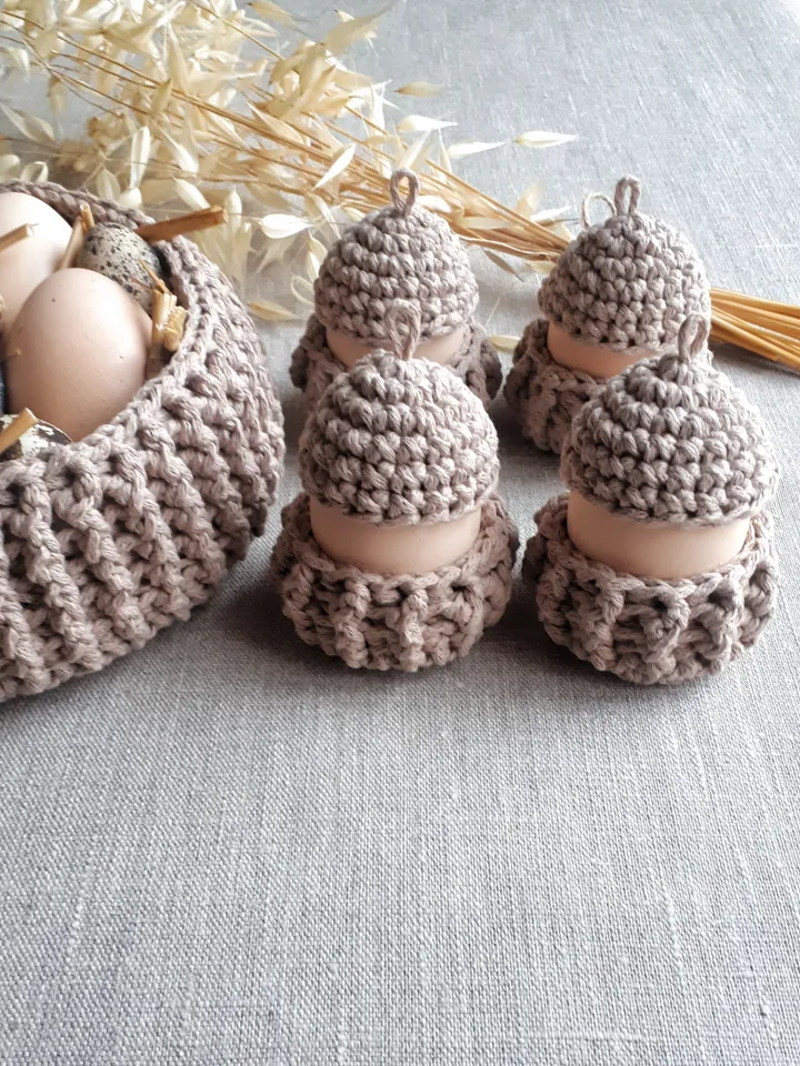 CROCHET PATTERN Crochet basket pattern Easter DIY crochet basket Round kitchen basket Crochet kitchen set pattern Easter egg crochet pattern
