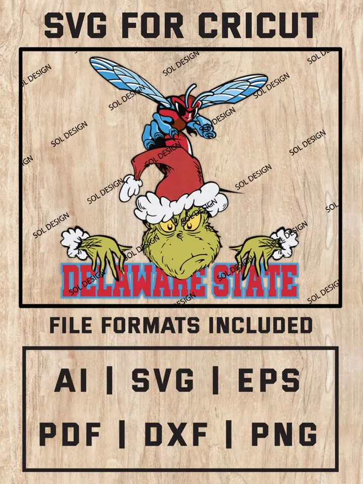 Grinch Delaware State Hornets SVG, NCAA SVG Design, NCAA Delaware State Hornets SVG, NCAA Hornets Cricut, Christmas Svg, Grinch svg, Digital Download