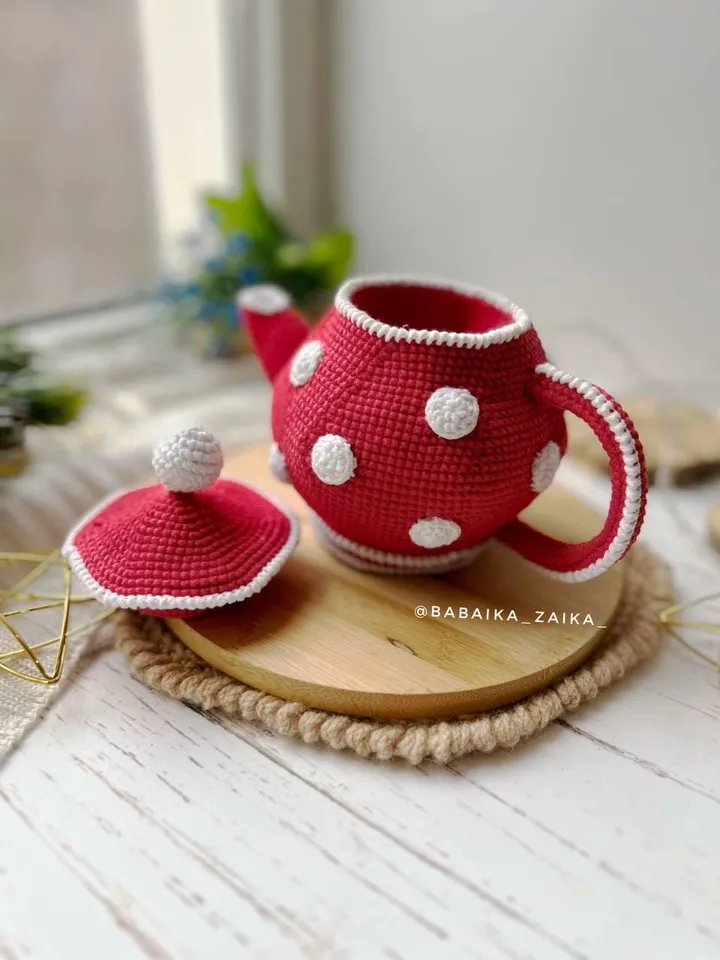 PDF Crochet Pattern Mouse in the Teapot, Amigurumi Decor pattern, Crochet mouse, Cute mouse, Pattern House, Crochet tea house