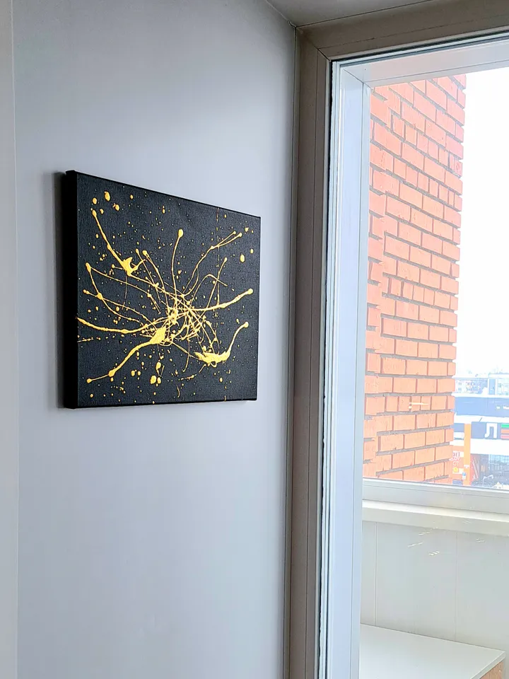 "Birth of the Galaxy" interior oil painting on canvas gold and black abstraction modern art