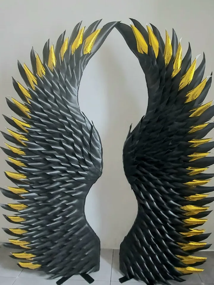 Giant wings black and gold background angel wings wedding backdrop outdoor party decor baby shower decoration, art wings